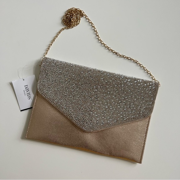 David's Bridal Handbags - 🆕 David’s Bridal Crystal Flap Envelope Clutch